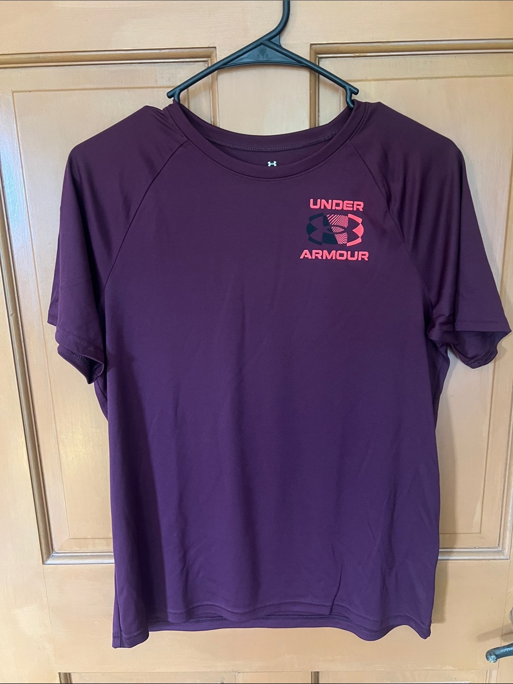 Under Armour Burgundy Athletic Tee with Coral Logo